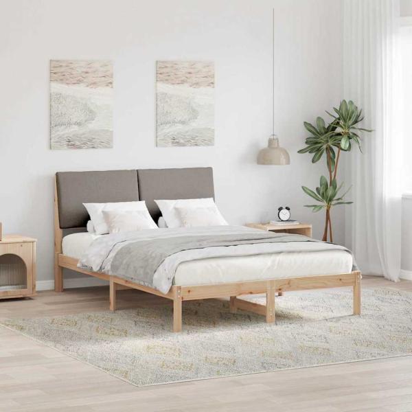 ARDEBO.de - Bettgestell Braun und Taupe 140 x 190 cm Massivholz Kiefer