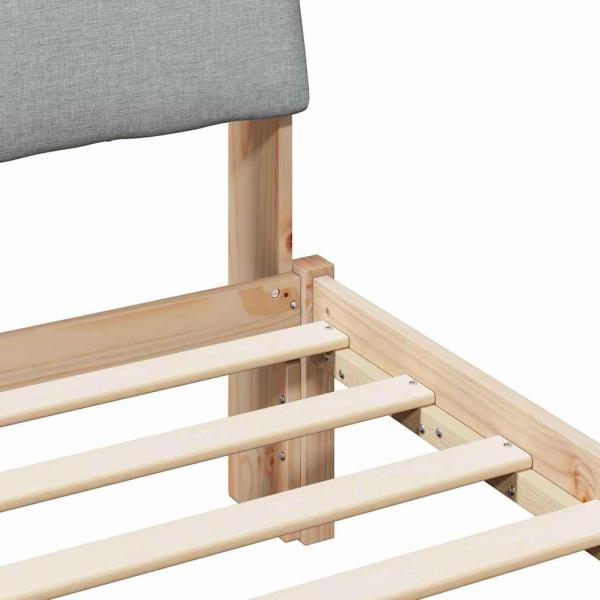 Bettgestell Braun und hellgrau 135 x 190 cm Massivholz Kiefer