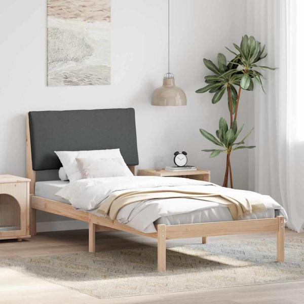 ARDEBO.de - Bettgestell braun und dunkelgrau 100 x 200 cm Massivholz Kiefer