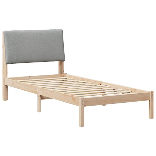 Bettgestell Braun und hellgrau 90 x 200 cm Massivholz Kiefer