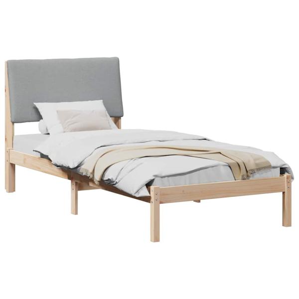 Bettgestell Braun und hellgrau 90 x 200 cm Massivholz Kiefer
