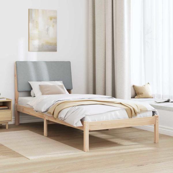 Bettgestell Braun und hellgrau 90 x 200 cm Massivholz Kiefer