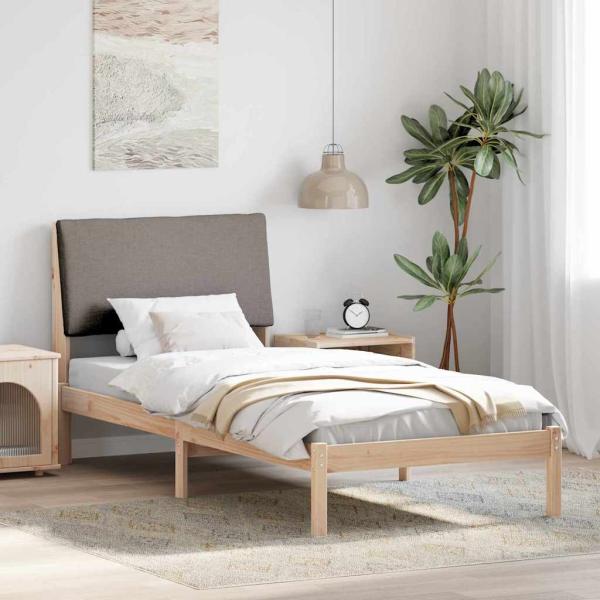 ARDEBO.de - Bettgestell Braun und Taupe 90 x 190 cm Massivholz Kiefer