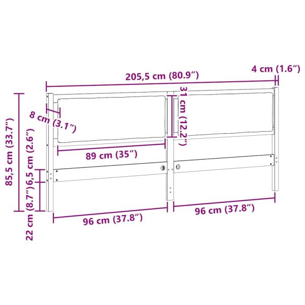 Kopfteil Sonstiges Braun 200 cm Massivholz Kiefer