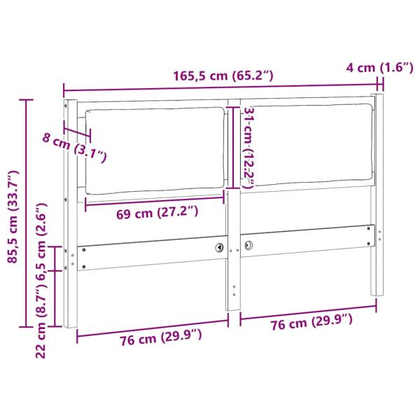 Kopfteil Sonstiges Weiß 160 cm Massivholz Kiefer