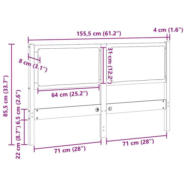Kopfteil Sonstiges Braun 150 cm Massivholz Kiefer