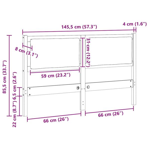 Kopfteil Sonstiges Weiß 140 cm Massivholz Kiefer