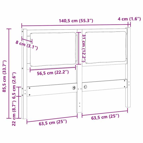 Kopfteil Sonstiges Braun 135 cm Massivholz Kiefer
