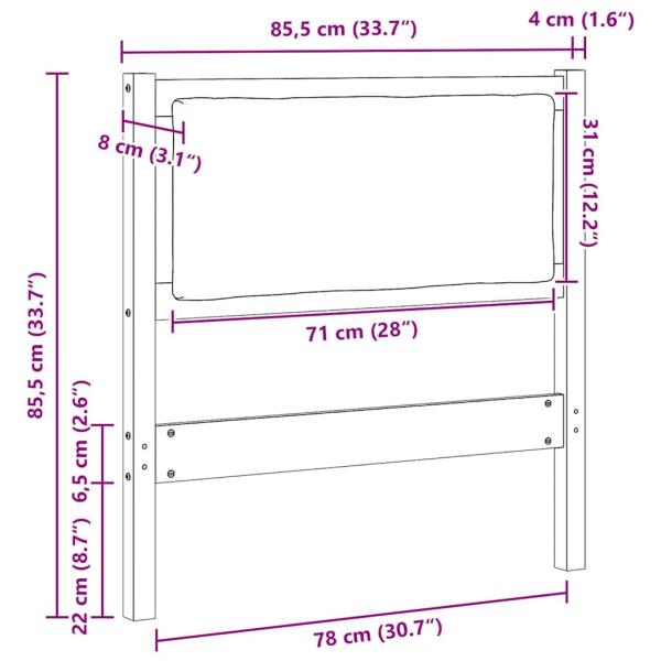 Kopfteil Sonstiges Weiß 80 cm Massivholz Kiefer