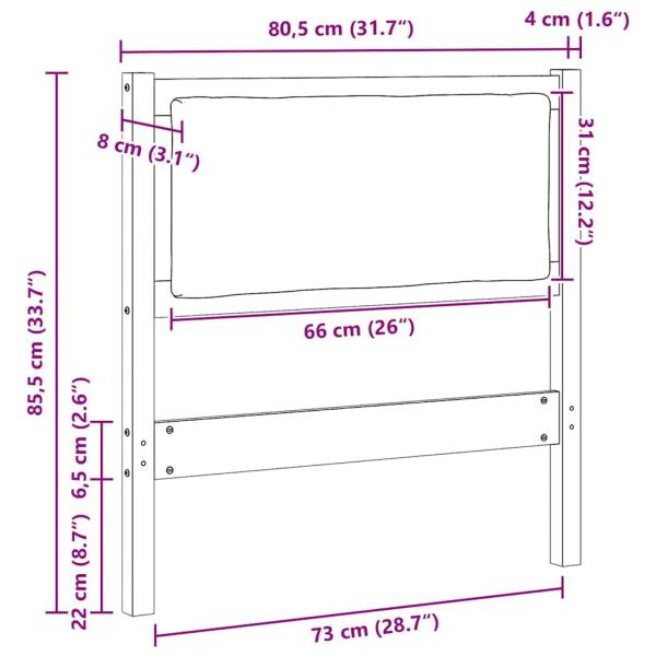 Kopfteil Sonstiges Braun 75 cm Massivholz Kiefer