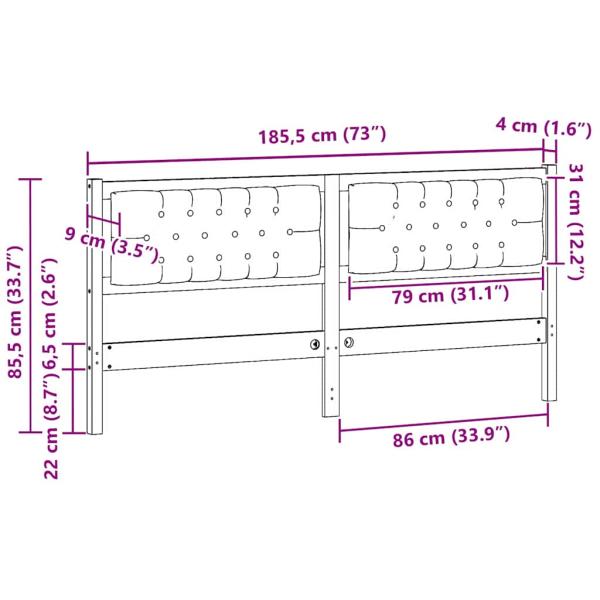 Kopfteil Sonstiges Braun und Taupe 160 cm Massivholz Kiefer