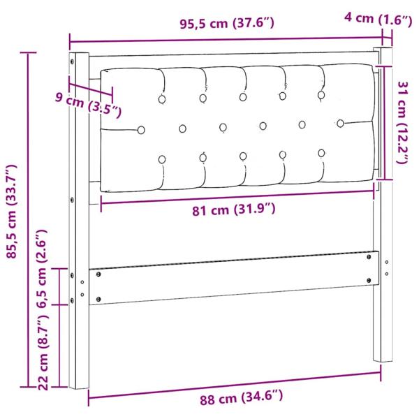 Kopfteil Sonstiges braun und dunkelgrau 90 cm Massivholz Kiefer