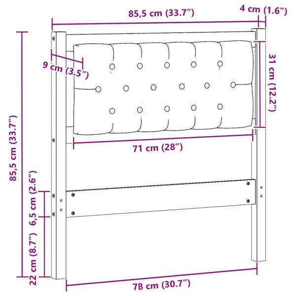 Kopfteil Sonstiges Braun und hellgrau 80 cm Massivholz Kiefer