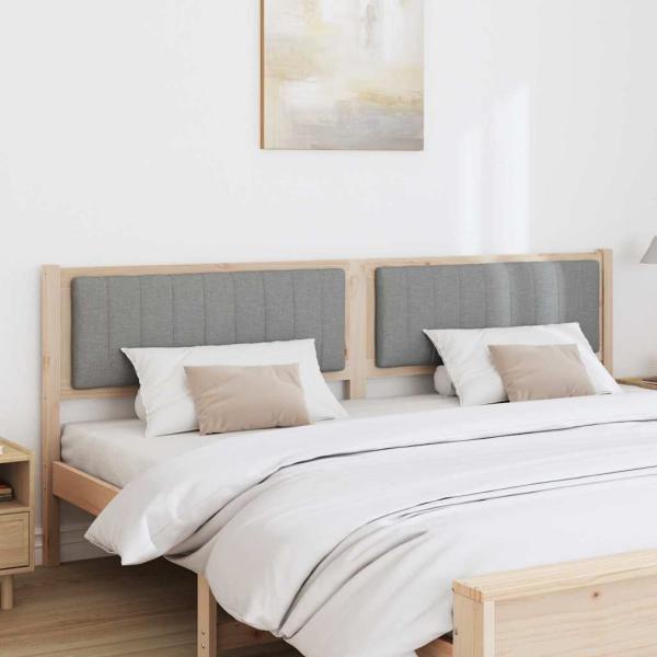 Gepolstertes Kopfteil Braun 200 cm Massivholz Kiefer und Stoff