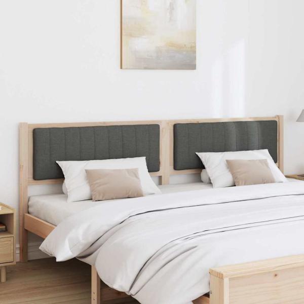 Gepolstertes Kopfteil Braun 200 cm Massivholz Kiefer und Stoff