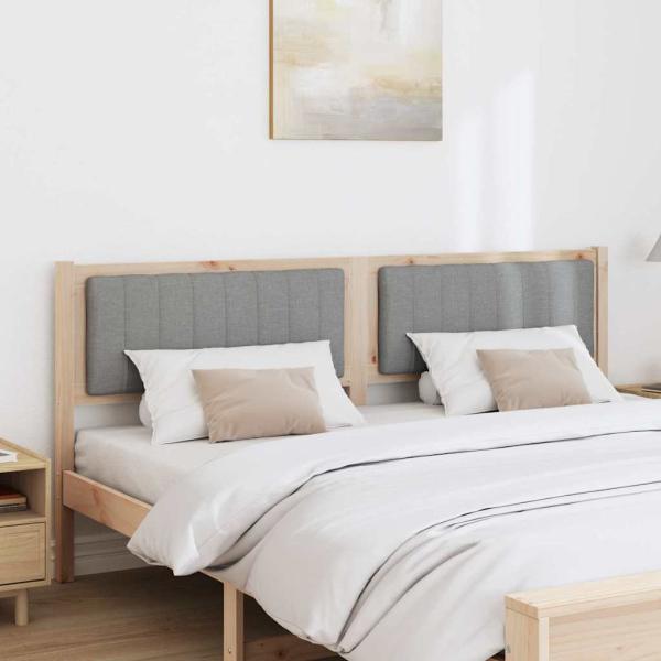 Gepolstertes Kopfteil Braun 180 cm Massivholz Kiefer und Stoff