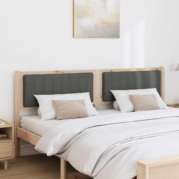 Gepolstertes Kopfteil Braun 180 cm Massivholz Kiefer und Stoff