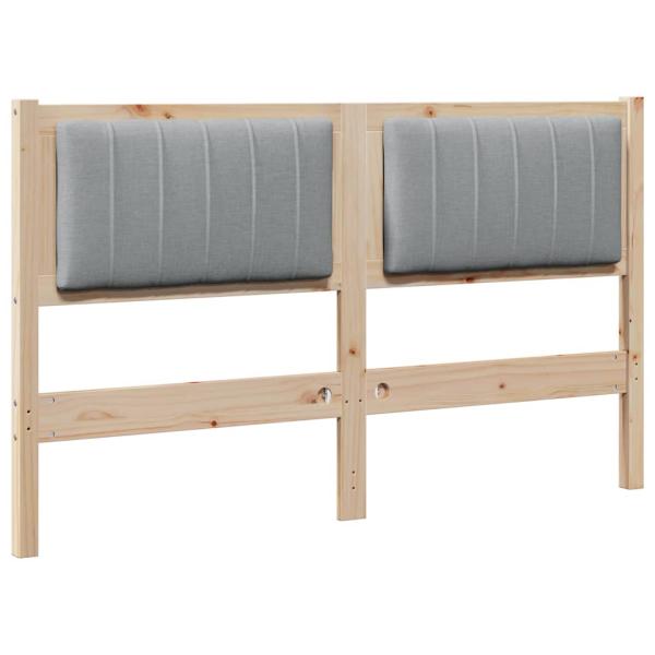 Gepolstertes Kopfteil Braun 140 cm Massivholz Kiefer und Stoff
