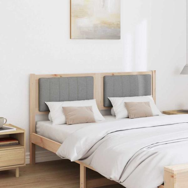 Gepolstertes Kopfteil Braun 140 cm Massivholz Kiefer und Stoff