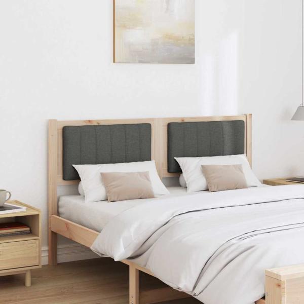 Gepolstertes Kopfteil Braun 140 cm Massivholz Kiefer und Stoff