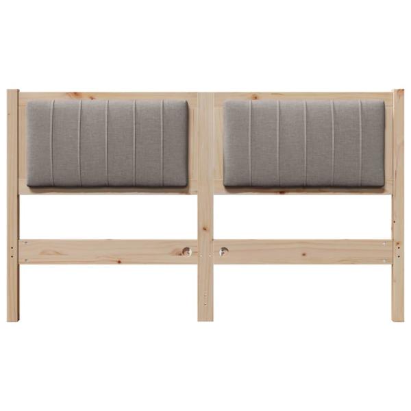 Gepolstertes Kopfteil Braun 140 cm Massivholz Kiefer und Stoff