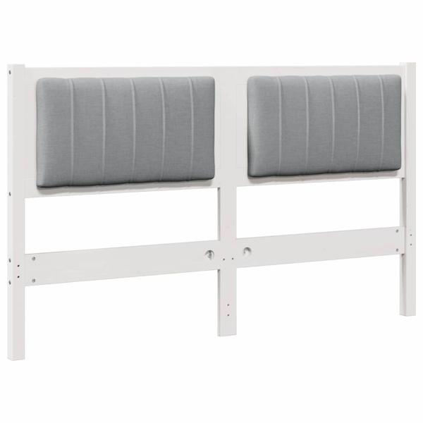 Gepolstertes Kopfteil Weiß 140 cm Massivholz Kiefer und Stoff