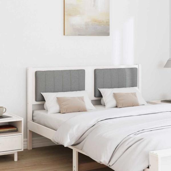 Gepolstertes Kopfteil Weiß 140 cm Massivholz Kiefer und Stoff
