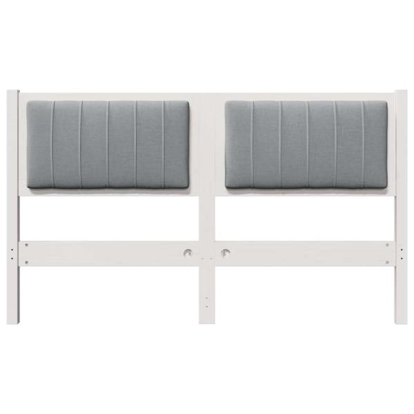 Gepolstertes Kopfteil Weiß 140 cm Massivholz Kiefer und Stoff