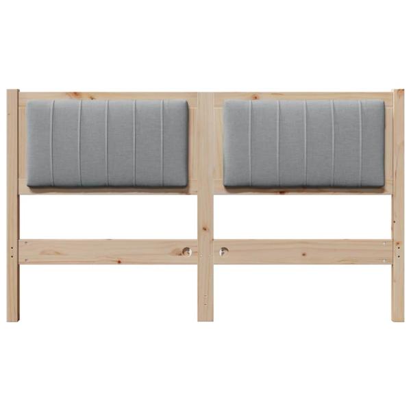 Gepolstertes Kopfteil Braun 135 cm Massivholz Kiefer und Stoff