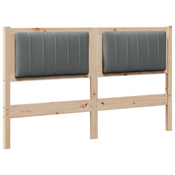 Gepolstertes Kopfteil Braun 135 cm Massivholz Kiefer und Stoff