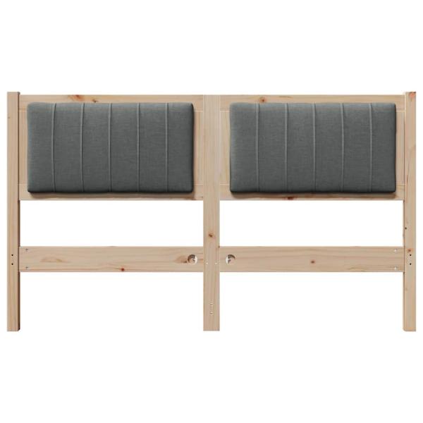 Gepolstertes Kopfteil Braun 135 cm Massivholz Kiefer und Stoff