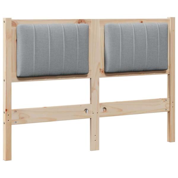 Gepolstertes Kopfteil Braun 120 cm Massivholz Kiefer und Stoff