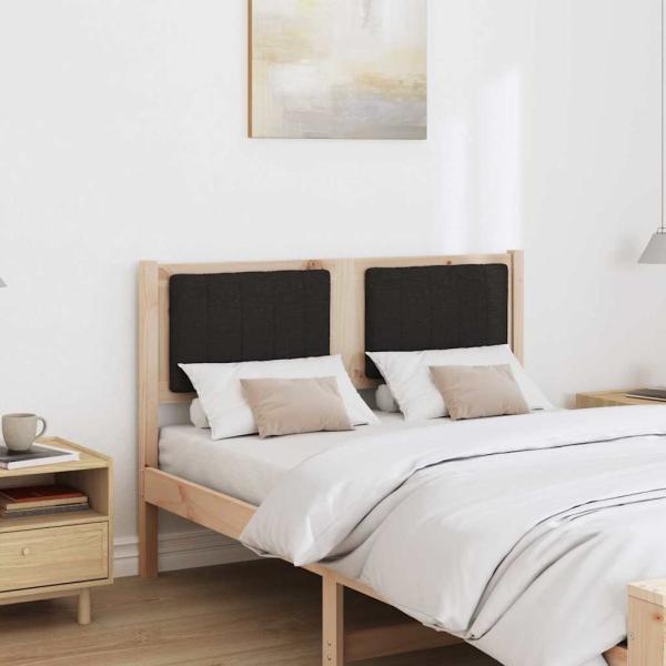 Gepolstertes Kopfteil Braun 120 cm Massivholz Kiefer und Stoff