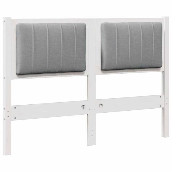 Gepolstertes Kopfteil Weiß 120 cm Massivholz Kiefer und Stoff