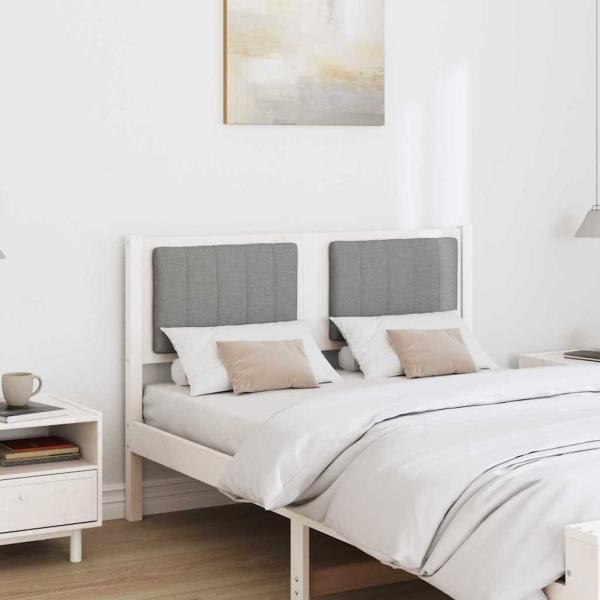 Gepolstertes Kopfteil Weiß 120 cm Massivholz Kiefer und Stoff