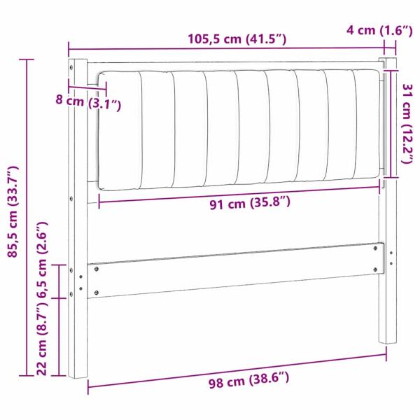 Gepolstertes Kopfteil Weiß 100 cm Massivholz Kiefer und Stoff