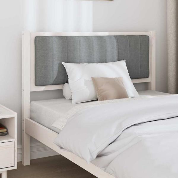 Gepolstertes Kopfteil Weiß 100 cm Massivholz Kiefer und Stoff