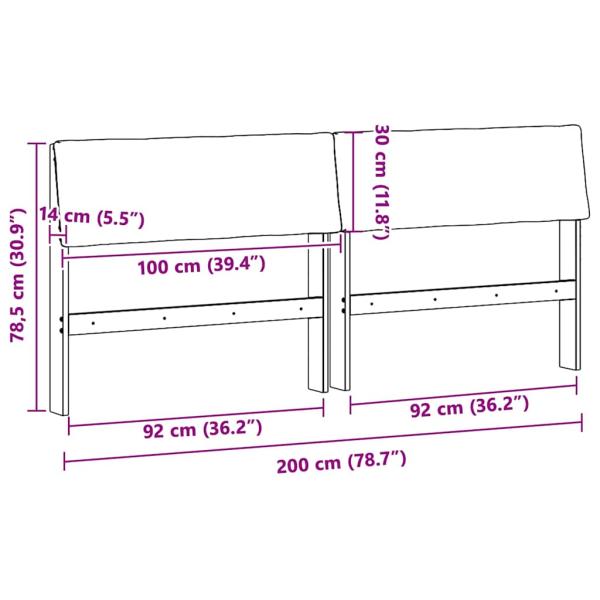 Gepolstertes Kopfteil Hellgrau 200 cm Massives Kiefernholz