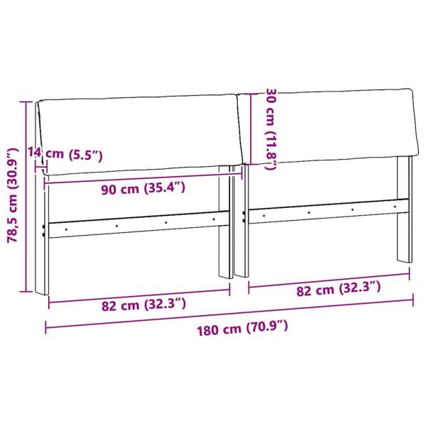 Gepolstertes Kopfteil Hellgrau 180 cm Massives Kiefernholz