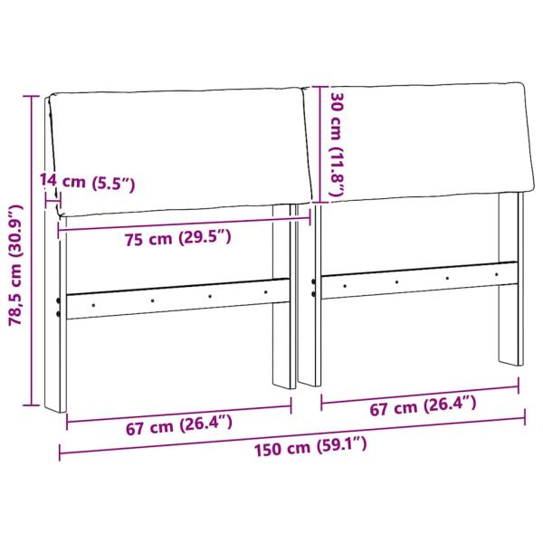 Gepolstertes Kopfteil Taupe 150 cm Massives Kiefernholz