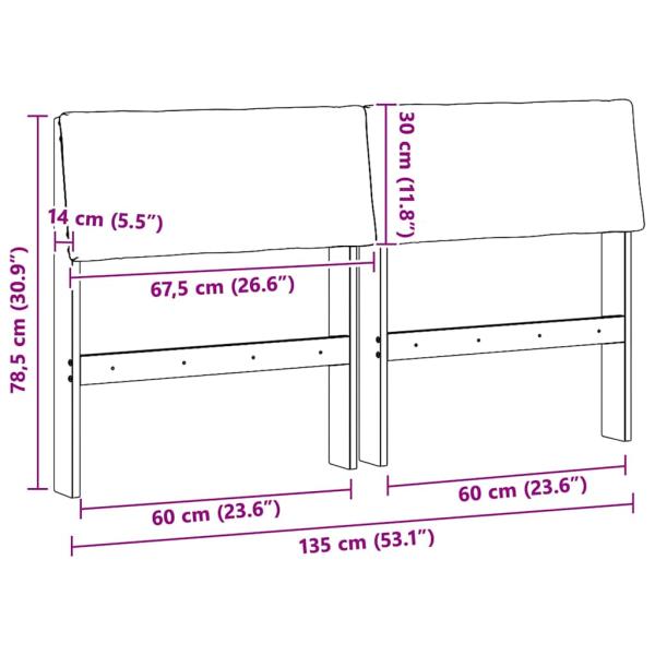 Gepolstertes Kopfteil Dunkelgrau 135 cm Massives Kiefernholz