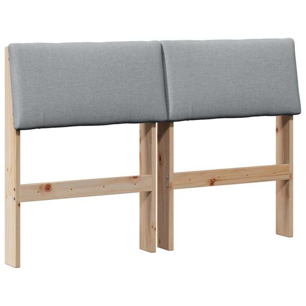 Gepolstertes Kopfteil Hellgrau 120 cm Massives Kiefernholz