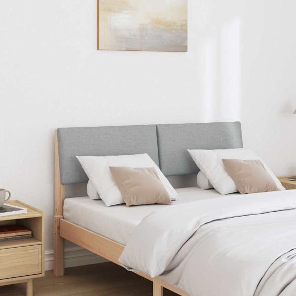 Gepolstertes Kopfteil Hellgrau 120 cm Massives Kiefernholz