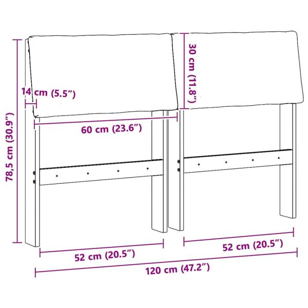 Gepolstertes Kopfteil Taupe 120 cm Massives Kiefernholz