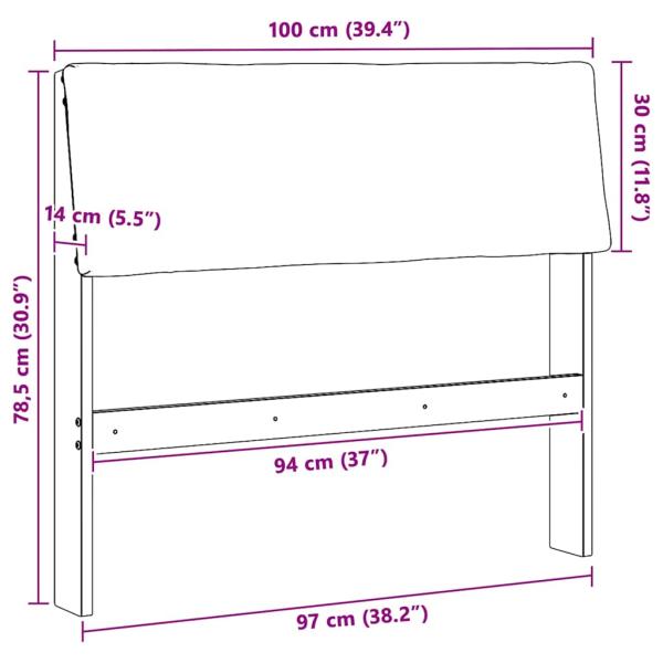 Gepolstertes Kopfteil Taupe 100 cm Massives Kiefernholz