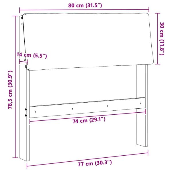 Gepolstertes Kopfteil Dunkelgrau 80 cm Massives Kiefernholz