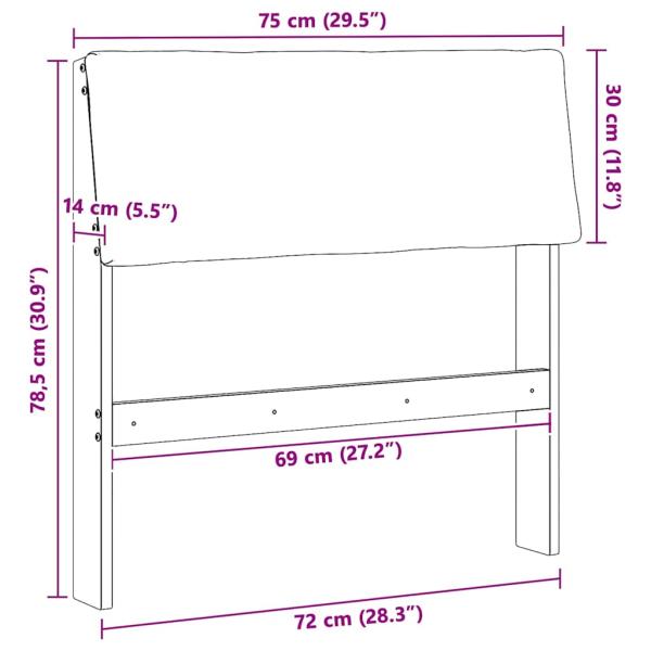 Gepolstertes Kopfteil Taupe 75 cm Massives Kiefernholz