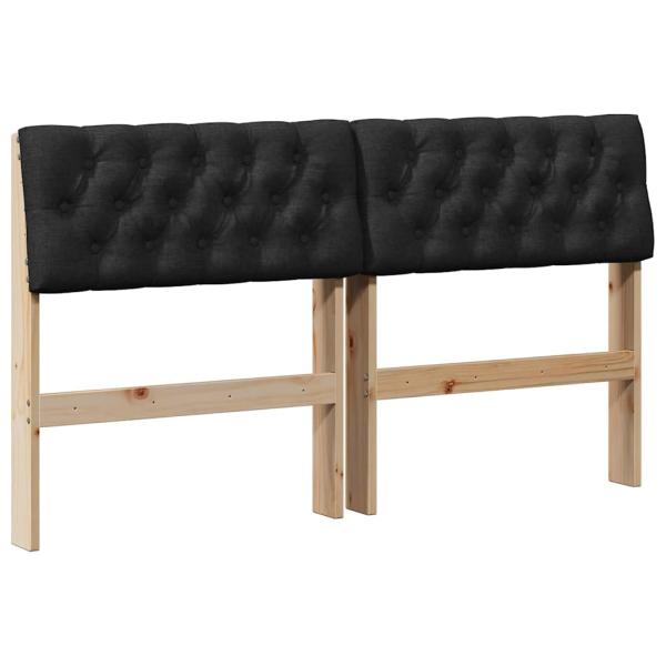 Gepolstertes Kopfteil Schwarz 140 cm Massives Kiefernholz