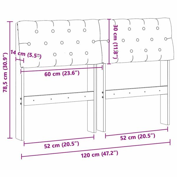 Gepolstertes Kopfteil Dunkelgrau 120 cm Massives Kiefernholz