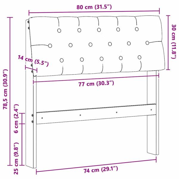 Gepolstertes Kopfteil Dunkelgrau 80 cm Massives Kiefernholz